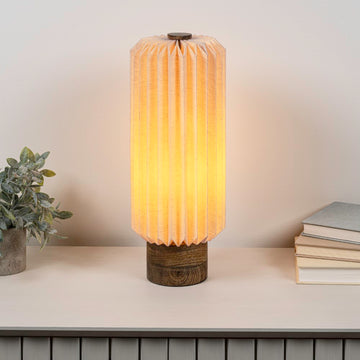 Banks 15.75" Modern Minimalist Paper Pleated Column Accent LED Table Lamp